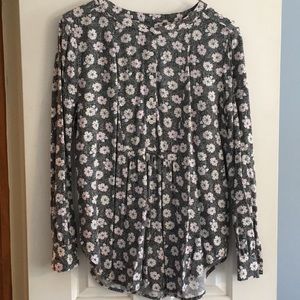 Loft long sleeve top. Size MP. Black w/ flowers.